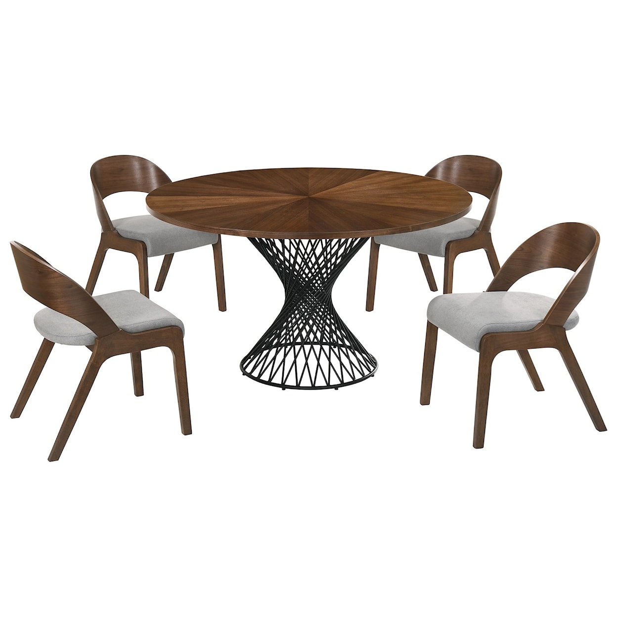 Armen Living Cirque 5-Piece Walnut Dining Set