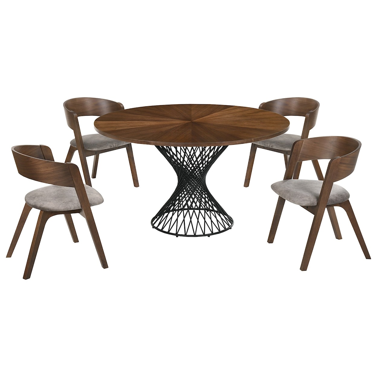 Armen Living Cirque 5-Piece Walnut Dining Set