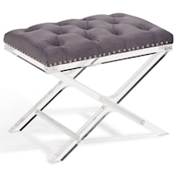Modern and Contemporary Tufted Ottoman with Acrylic Legs