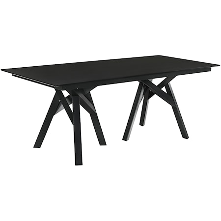 Mid-Century Modern Black Wood Dining Table