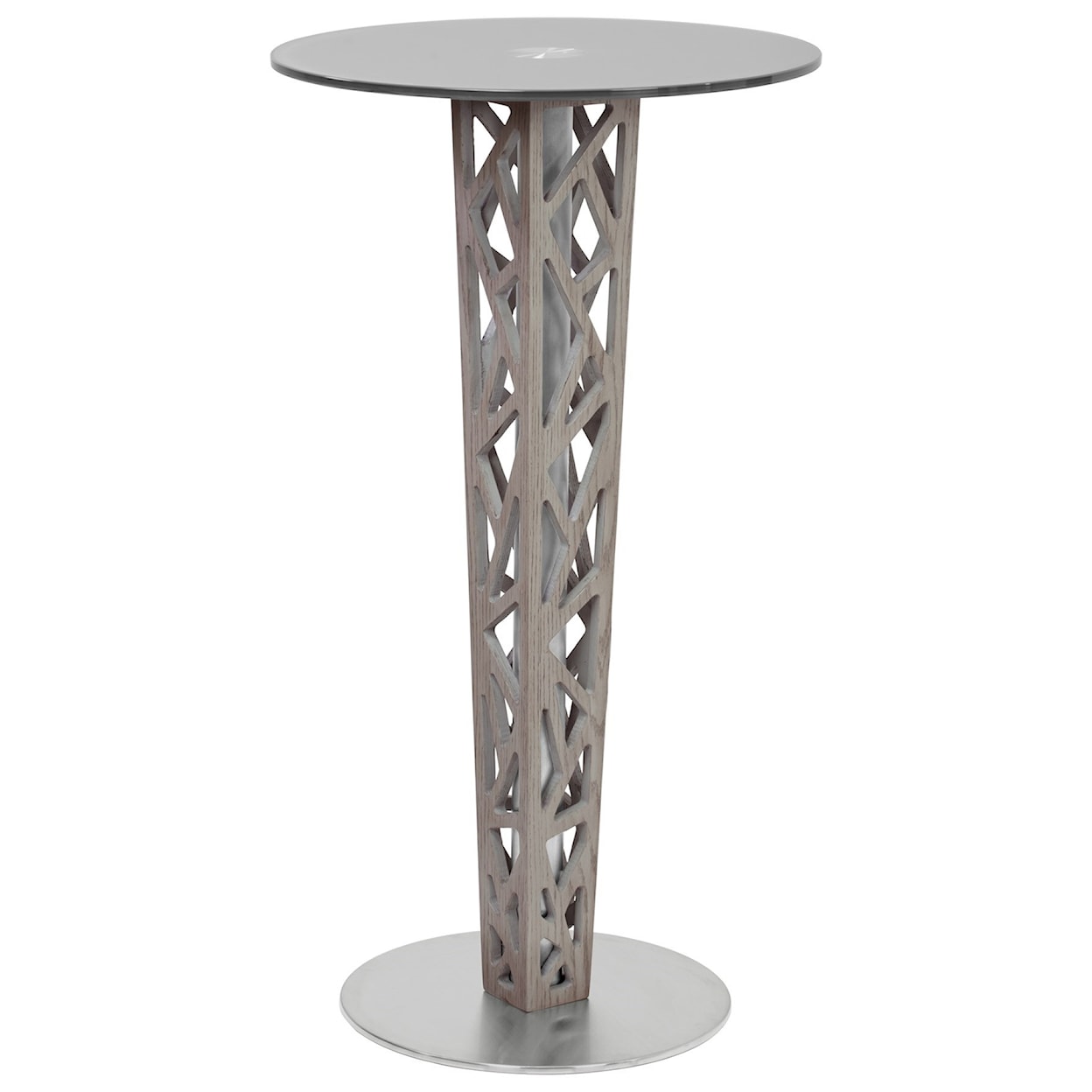 Armen Living Crystal Pub Table with Gray Walnut Veneer Column