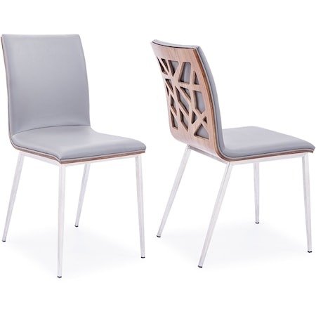 Dining Chair in Brushed Stainless - Set of 2