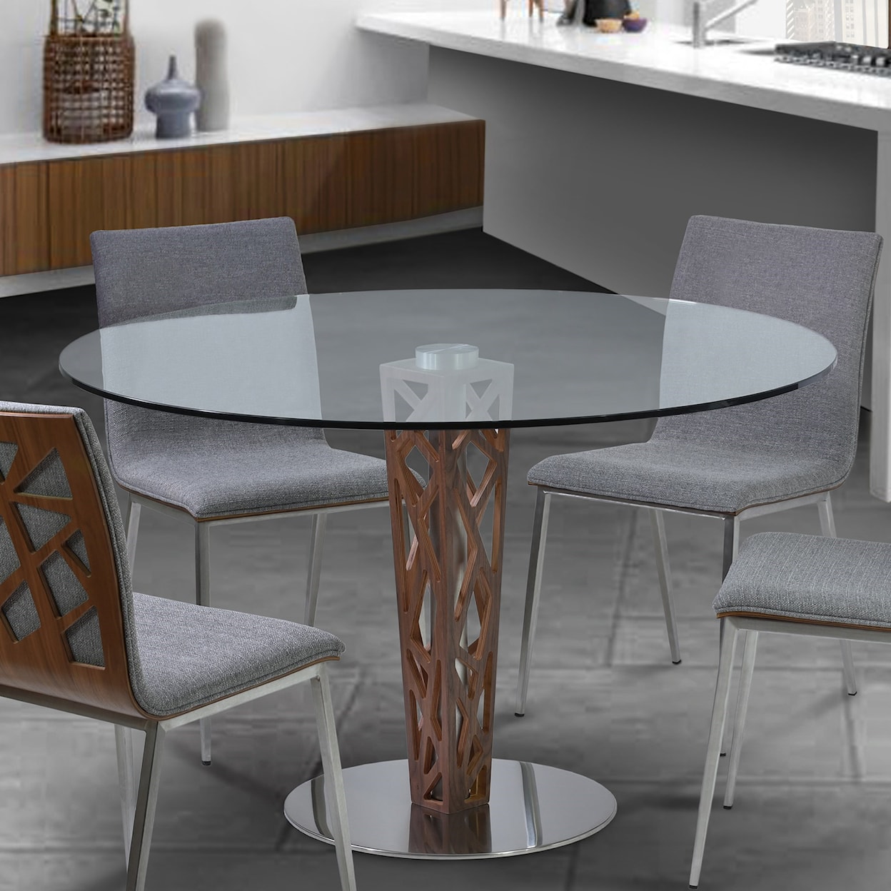 Armen Living Crystal Round Dining Table