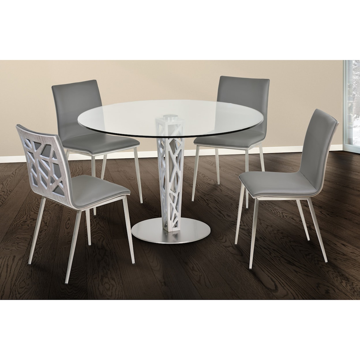 Armen Living Crystal 48" Round Dining Table