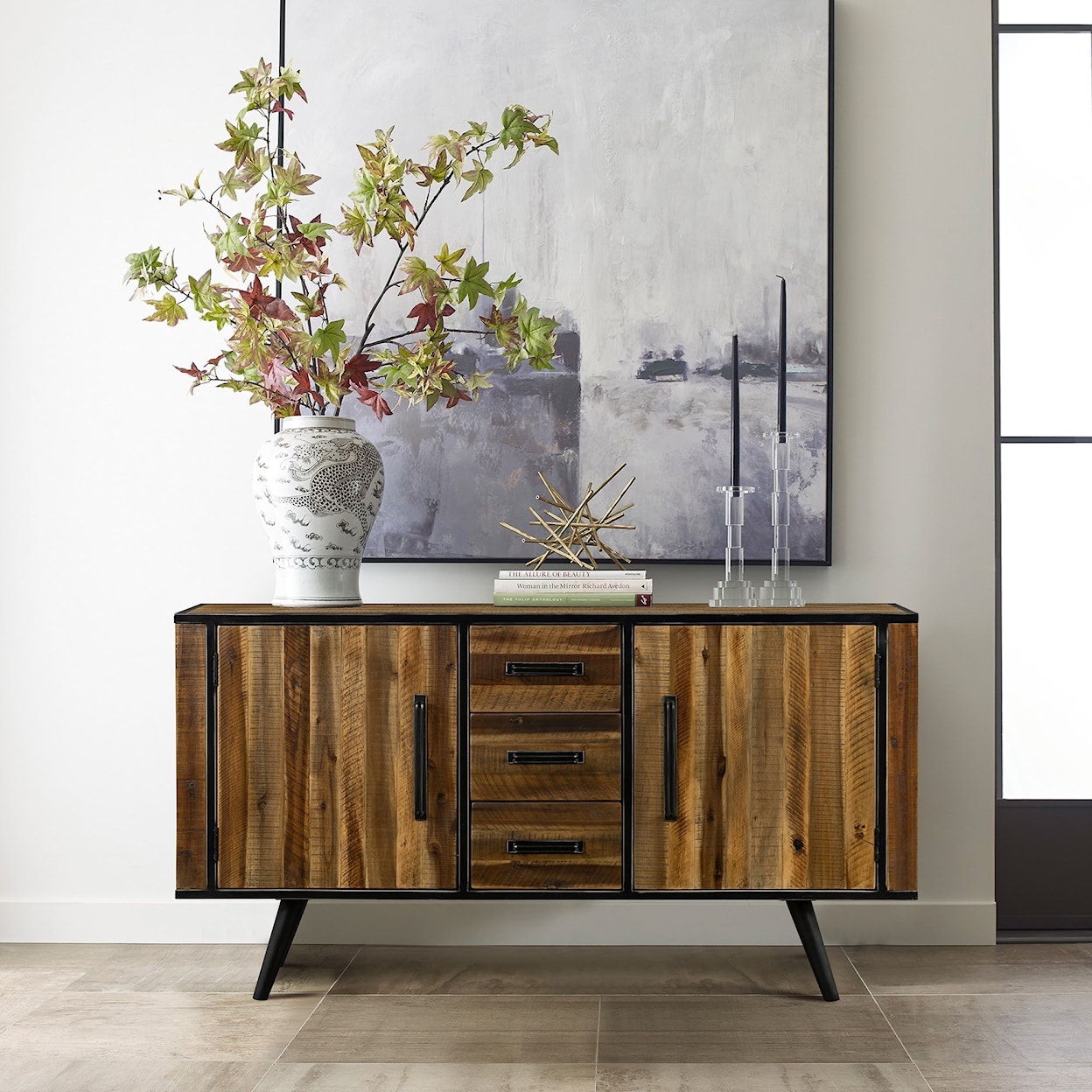 Armen Living Cusco  Acacia Rustic Buffet Cabinet