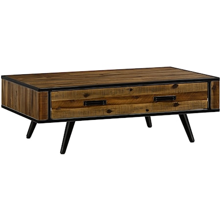  Rustic Acacia Coffee Table with Drawer
