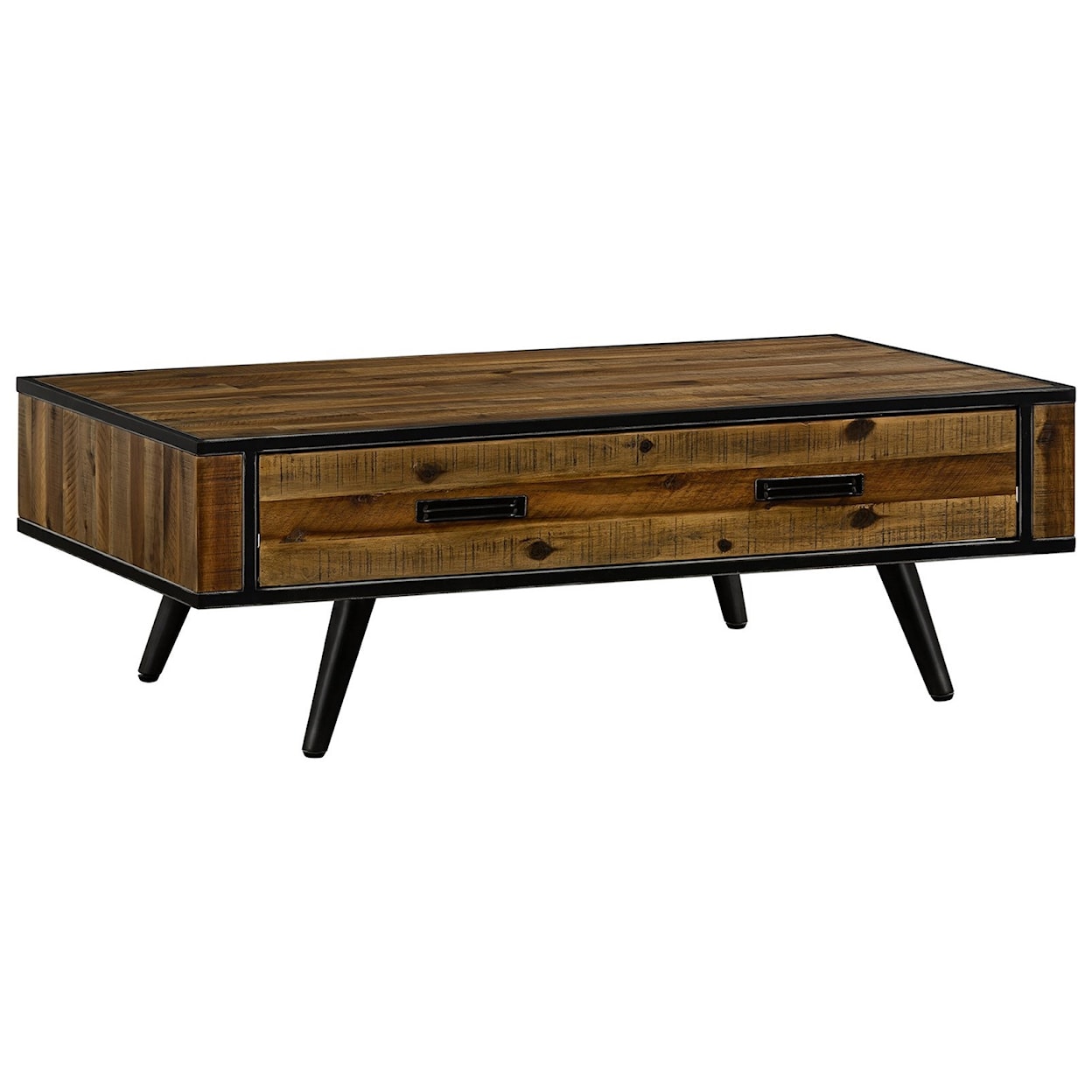 Armen Living Cusco  Rustic Acacia Coffee Table with Drawer