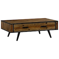  Rustic Acacia Coffee Table with Drawer