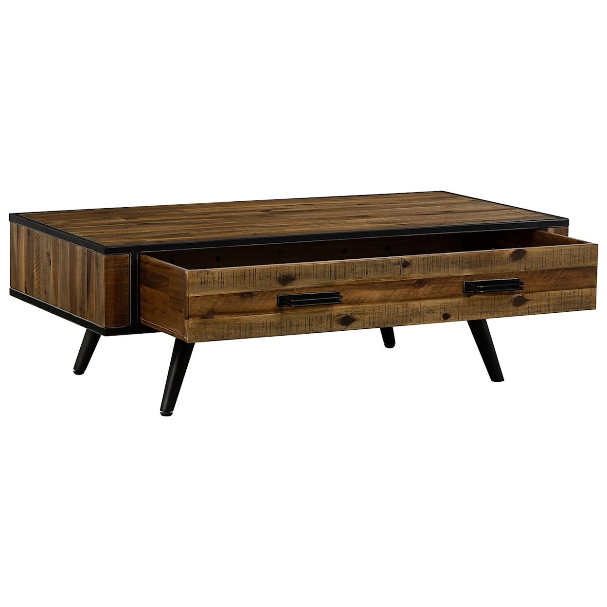 Armen Living Cusco  Rustic Acacia Coffee Table with Drawer