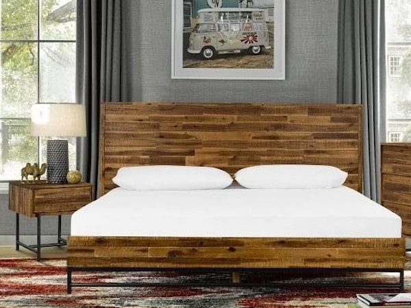 3 Piece Acacia Queen Bed and Nightstands Set