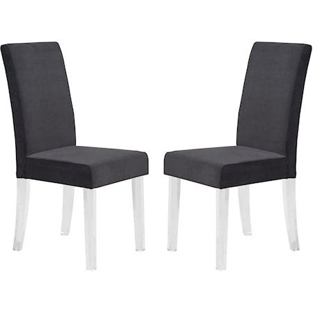 Black Velvet Dining Side Chair - Set of 2
