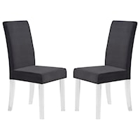 Contemporary Black Velvet Dining Side Chair with Acrylic Legs - Set of 2