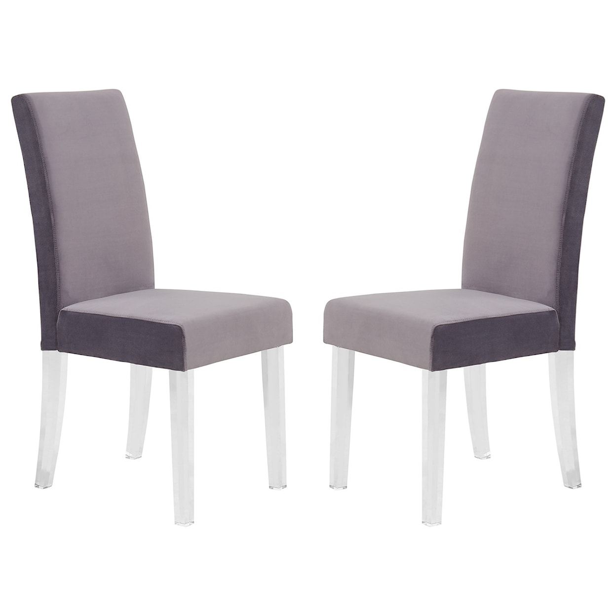 Armen Living Dalia Gray Velvet Dining Side Chair - Set of 2