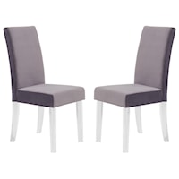 Contemporary Gray Velvet Dining Side Chair with Acrylic Legs - Set of 2