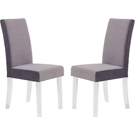 Gray Velvet Dining Side Chair - Set of 2