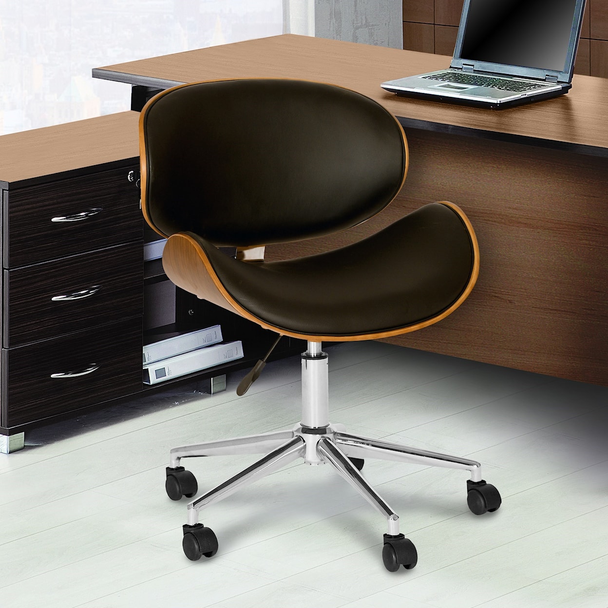 Armen Living Daphne Modern Office Chair In Chrome Finish