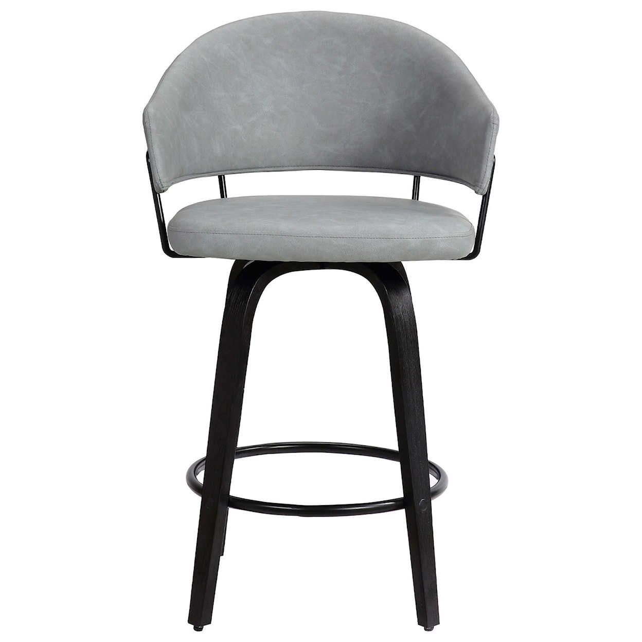 Armen Living Doral 26" Dark Gray Faux Leather Swivel Bar Stool