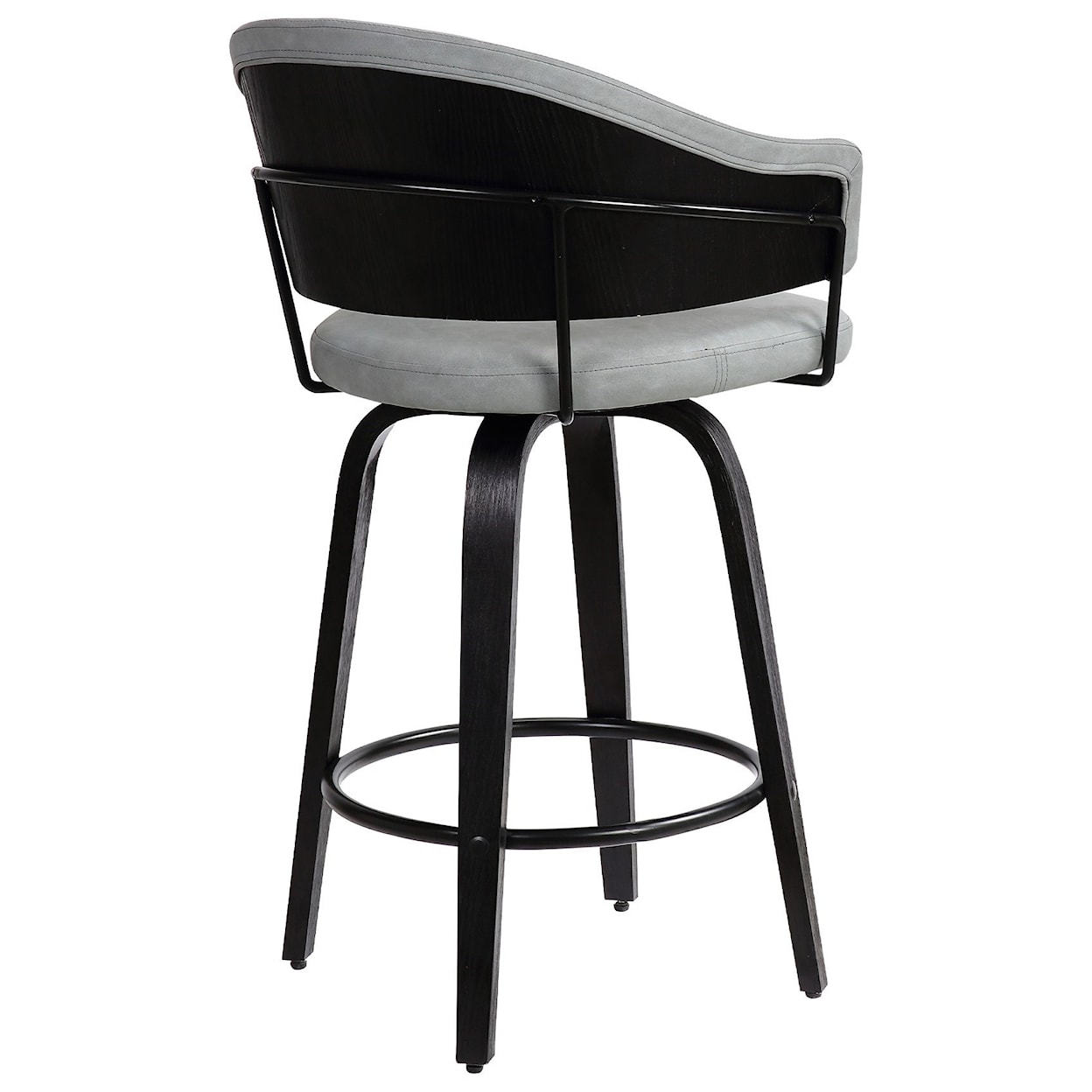 Armen Living Doral 26" Dark Gray Faux Leather Swivel Bar Stool