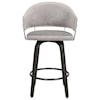 Armen Living Doral 26" Light Gray Velvet Swivel Bar Stool