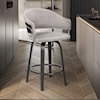 Armen Living Doral 26" Light Gray Velvet Swivel Bar Stool