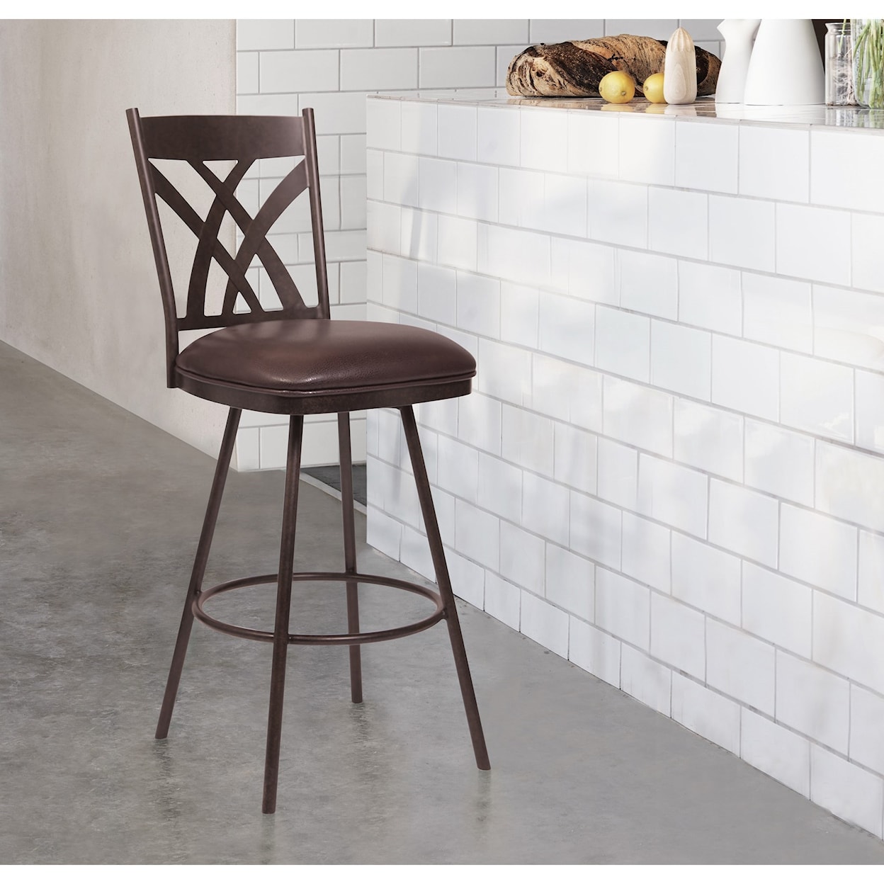 Armen Living Dover 26" Counter Height Barstool in Auburn Bay