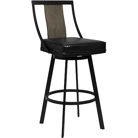 30" Bar Height Barstool in Matte Black