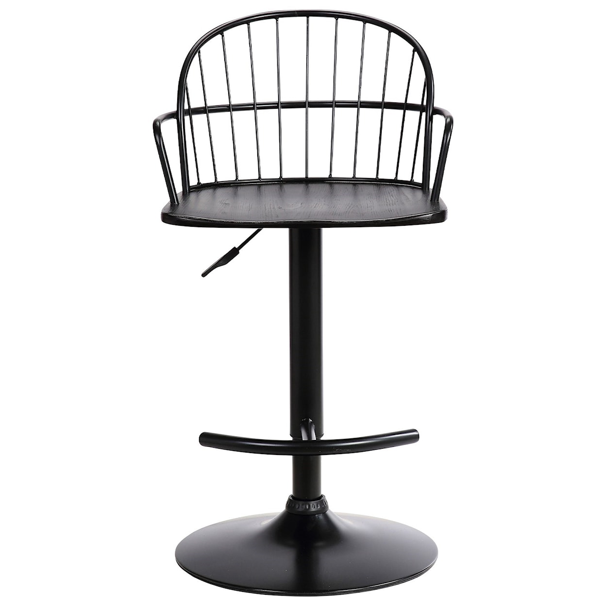 Armen Living Edward Adjustable Black Wood and Metal Barstool