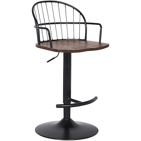 Adjustable Walnut Glazed Barstool in Black P