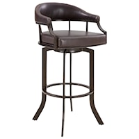 Swivel 26" Auburn Bay and Brown Faux Leather Bar Stool