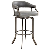 Swivel 30" Mineral Finish and Grey Faux Leather Bar Stool