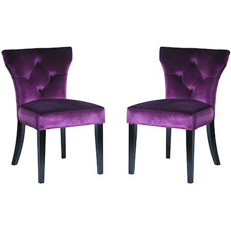 Side Chair in Purple Velvet - Set of 2