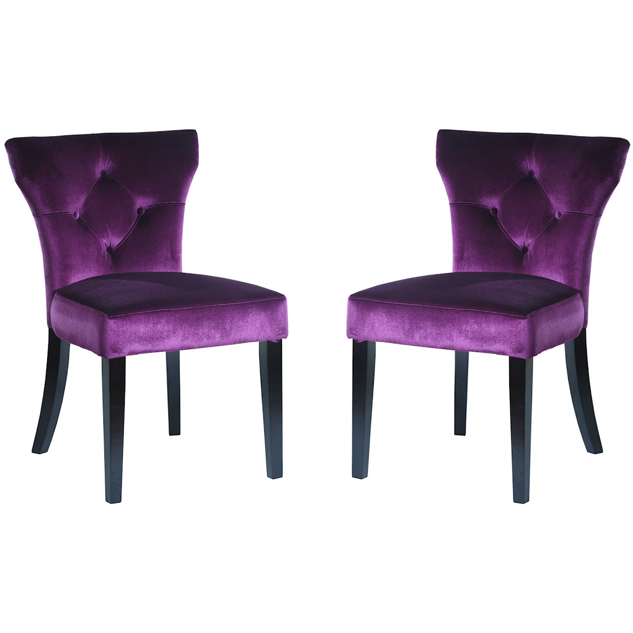 Armen Living Elise Side Chair in Purple Velvet - Set of 2