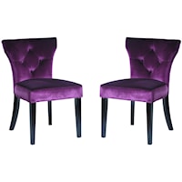 Side Chair in Purple Velvet - Set of 2