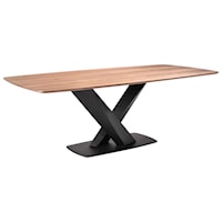 Contemporary Dining Table in Matte Black Finish with Walnut Top