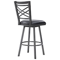 30" Bar Height Metal Barstool in Mineral Finish with Black Faux Leather