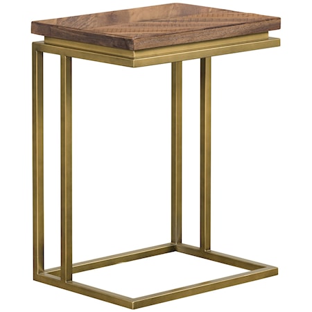 Rustic Brown Wood C-Shape End Table