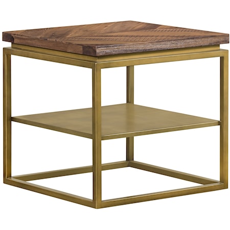 Rustic Brown Wood Side Table with Shelf