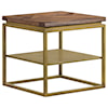 Armen Living Faye Rustic Brown Wood Side Table with Shelf