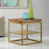 Armen Living Faye Rustic Brown Wood Side Table with Shelf