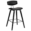 Armen Living Fox 30" Mid-Century Bar Height Barstool in Black