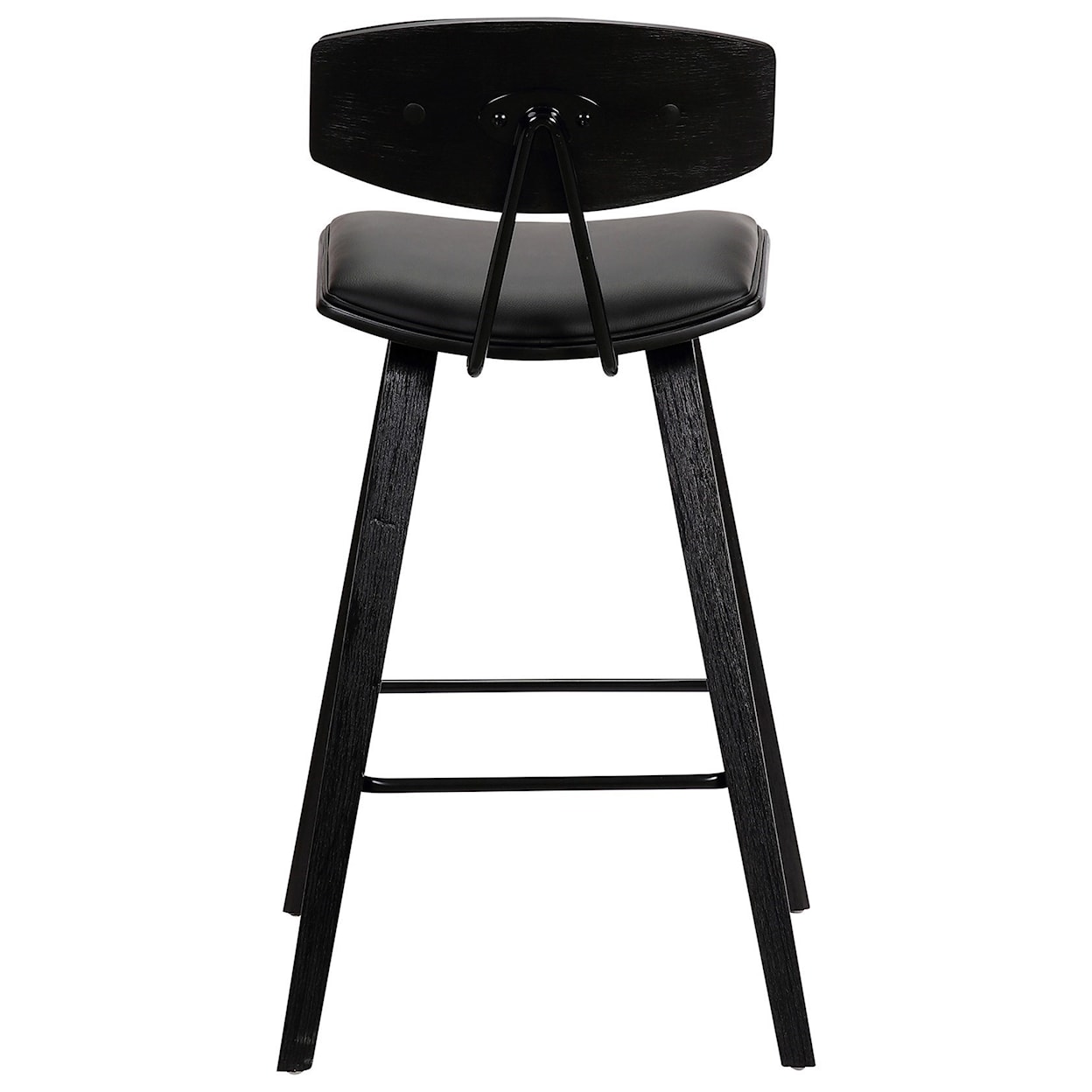 Armen Living Fox 30" Mid-Century Bar Height Barstool in Black