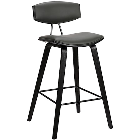 30" Mid-Century Bar Height Barstool in Grey 