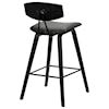 Armen Living Fox 30" Mid-Century Bar Height Barstool in Grey 