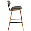 Armen Living Fox 30" Mid-Century Bar Height Barstool in Gray 