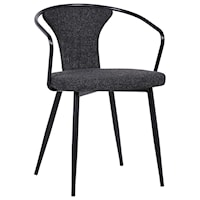 Contemporary Dining Chair in Black Powder Coated Finish and Black Fabric
