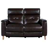Leather Power Recliner Loveseat with USB Ports