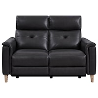 Leather Power Recliner Loveseat with USB Ports