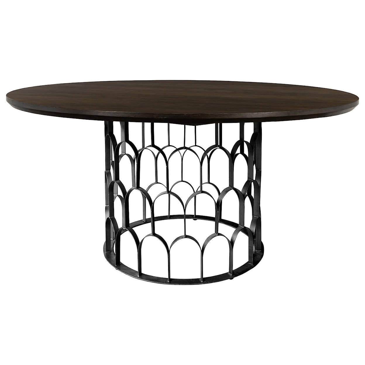 Armen Living Gatsby Oak and Metal Round Dining Table