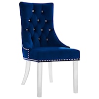 Glam Tufted Velvet Dining Chair with Acrylic Legs and Faux Crystal Buttons