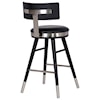 Armen Living Grace Modern 26" Black Faux Leather Bar Stool